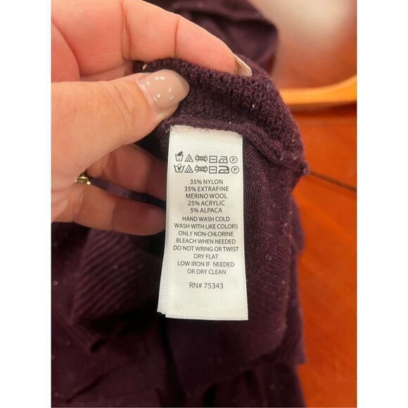 C&C California Burgundy Marled Knit Alpaca Wool Hoodie Zip Up Cardigan Sweater s - Picture 8 of 8